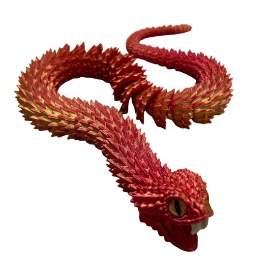 Игрушка-змея, напечатанная на 3D-принтере, шарнирная змея с открывающейся пастью и выдвижными зубами, гибкая игрушка-змея для взрослых и детей