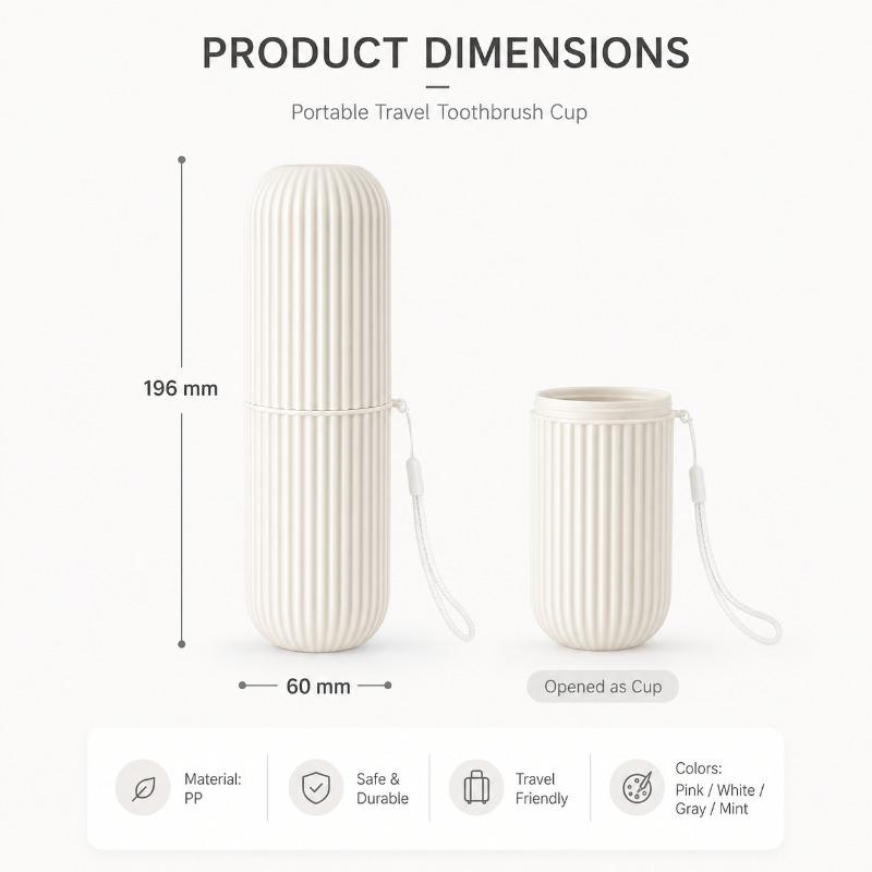 Portable Toothbrush Cup Bathroom Toothpaste Holder Storage Case Box Organizer Travel Toiletries Storage Cup