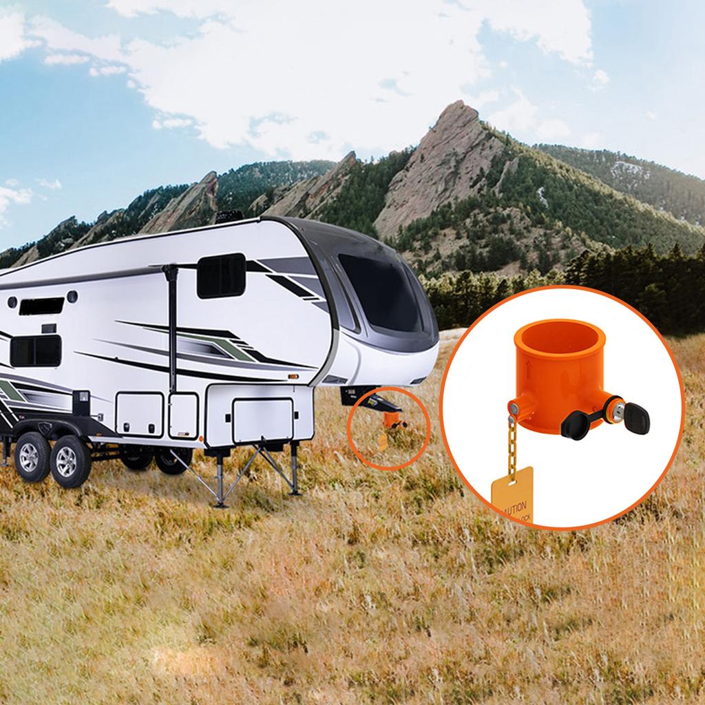 Wheel King Pin Lock Alloy Anti Theft Lock with Waterproof Sealing Cover, Yellow Warning Sign and 2 Keys Easy to Install