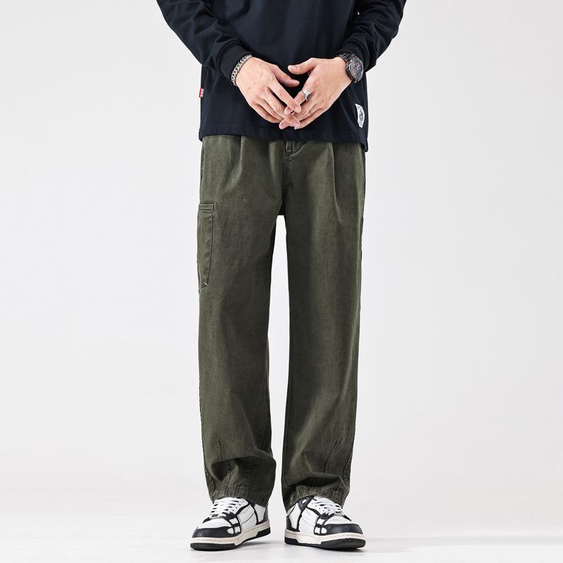 Мужские повседневные рабочие брюки свободного кроя в японском стиле с прямыми штанинами