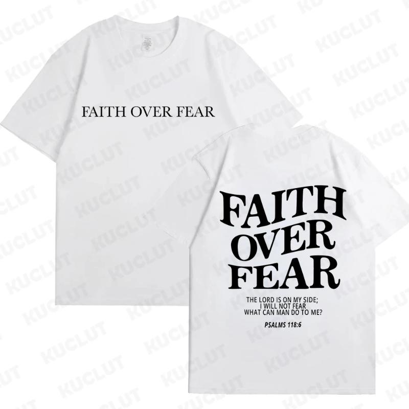 Вера превыше страха Христианские футболки для женщин Христианская одежда Мода Иисуса Трендовые футболки Библейский стих Спортивная одежда Эстетичная одежда