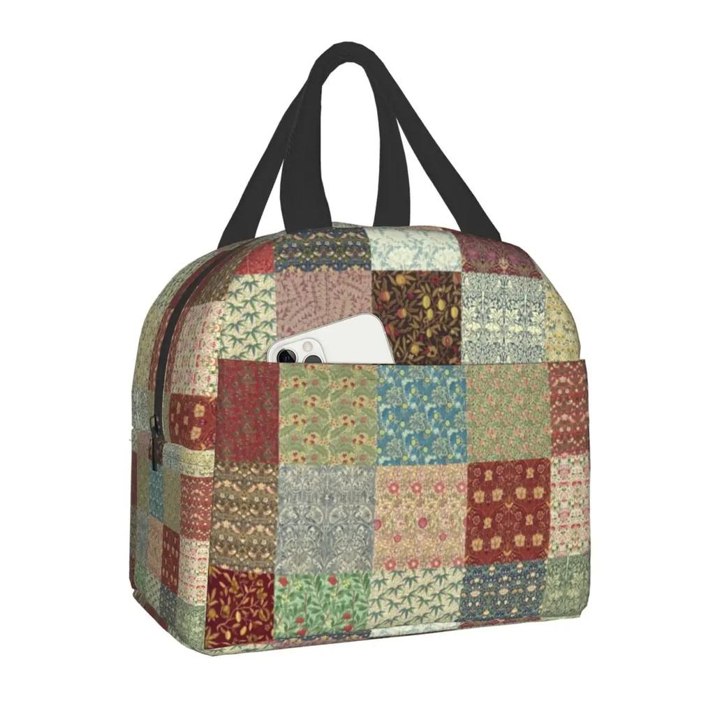 William Morris Цветочный текстильный принт термоизолированная сумка для ланча женская портативная коробка для ланча для детей школьные многофункциональные сумки для еды