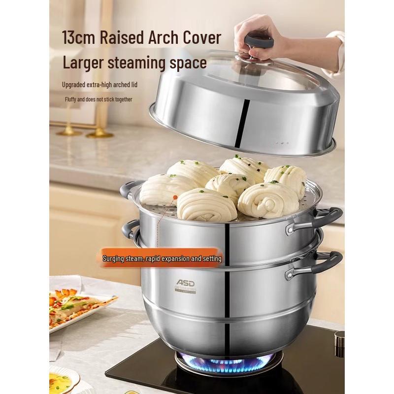 ASD 32CM 3-Layer 304 Stainless Steel Steamer Pot
