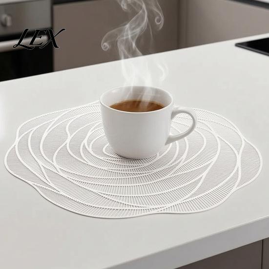 Kitchen Table Protection Mats Rose Placemat for Dining Table, Non-slip PVC Heat Resistant Mat with Reusable Soft Rubber Placemats Pattern, 38cm