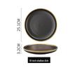 Легкая роскошь Золотой ободок Матовый черный Керамическая обеденная тарелка