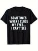 Black Crew Neck T-Shirt with Fun Print, Casual Casual Attire, Unisex
