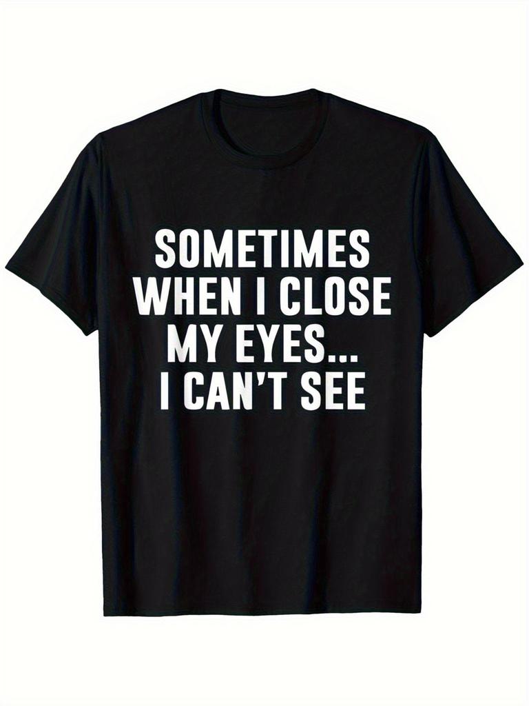 Black Crew Neck T-Shirt with Fun Print, Casual Casual Attire, Unisex