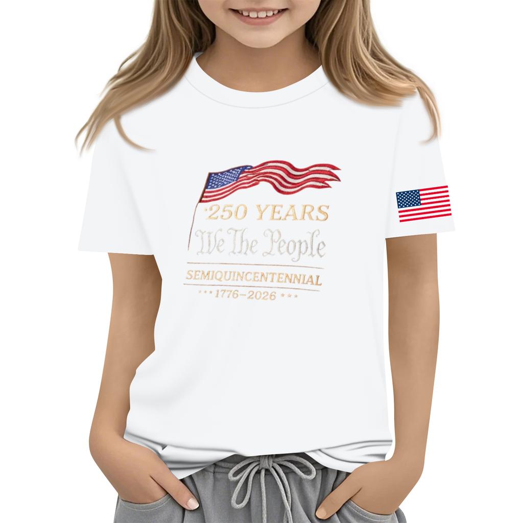 Детская повседневная модная футболка с коротким рукавом и круглой горловиной