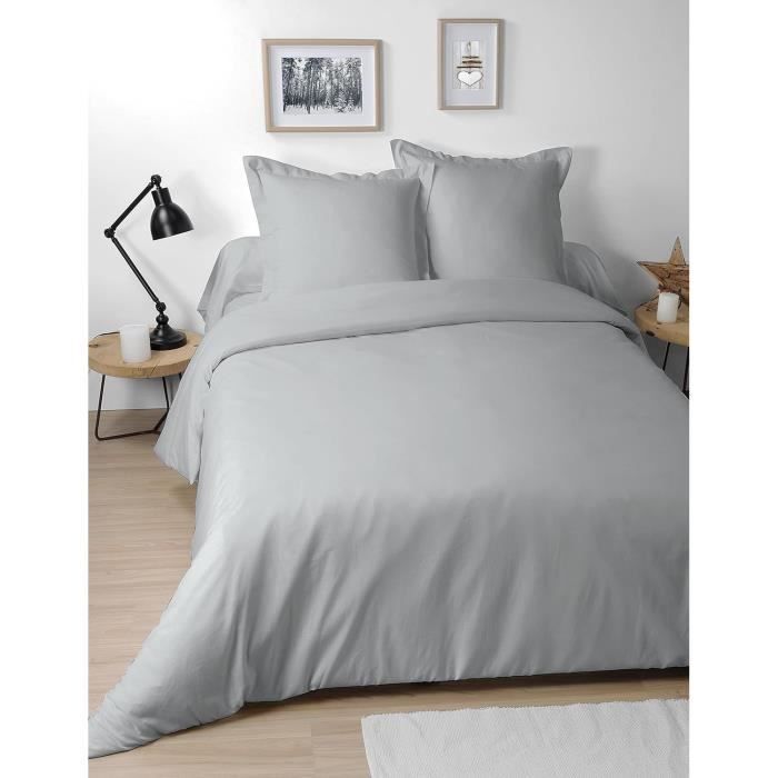 Housse de couette 220 x 240 cm uni Gris perle Alice