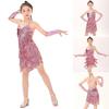 Tassel Kids Latin Dance Dress With Gloves Ballroom Dance Dress  Children Girls