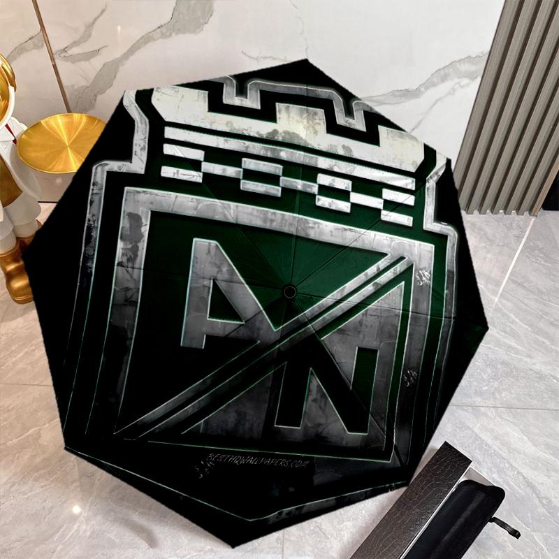 Atletico Nacional Fashionable Automatic Opening/Closing Folding Umbrella. Portable and Foldable, Ideal for Gift, Travel, and Daily Use