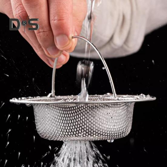 Фильтр для кухонной мойки из нержавеющей стали, большой держатель для пищевых отходов, мелкая сетка, не засоряющаяся сливная корзина, легко поднимаемая ручка, прочный канализационный фильтр