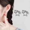 Silver Color Hollow Out Star Ear Buckle For Women Korean Personality Pentagram Earrings Wedding Party Jewelry