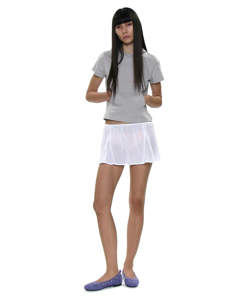 Partimento Woman Pwc Cotton Lace Trim Gored Mini Skirt_White