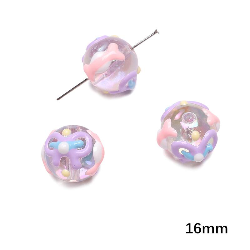 Handmade Beads Acrylic Double-sided Hand-painted Round Beads Graffiti Handmade Beads Diy Weaving Cell Phone Chain String Loose Beads Material