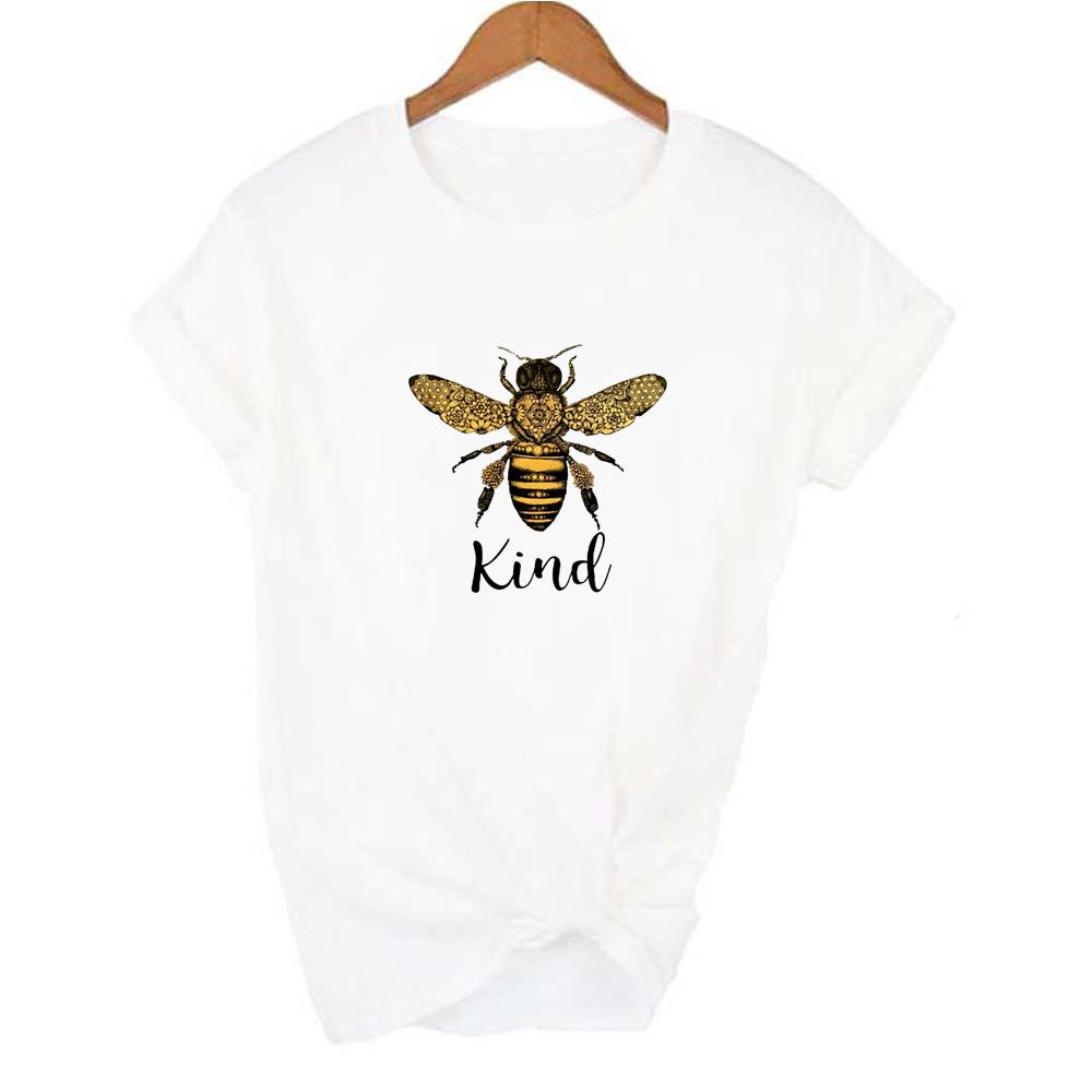 Bee Kind Print Graphic Tees Women Summer Short Sleeve Female T Shirt Mujer Camisetas Aesthetic Harajuku