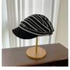 Women S Retro Striped Baseball Cap Autumn Warm Fashion Versatile Korean Style