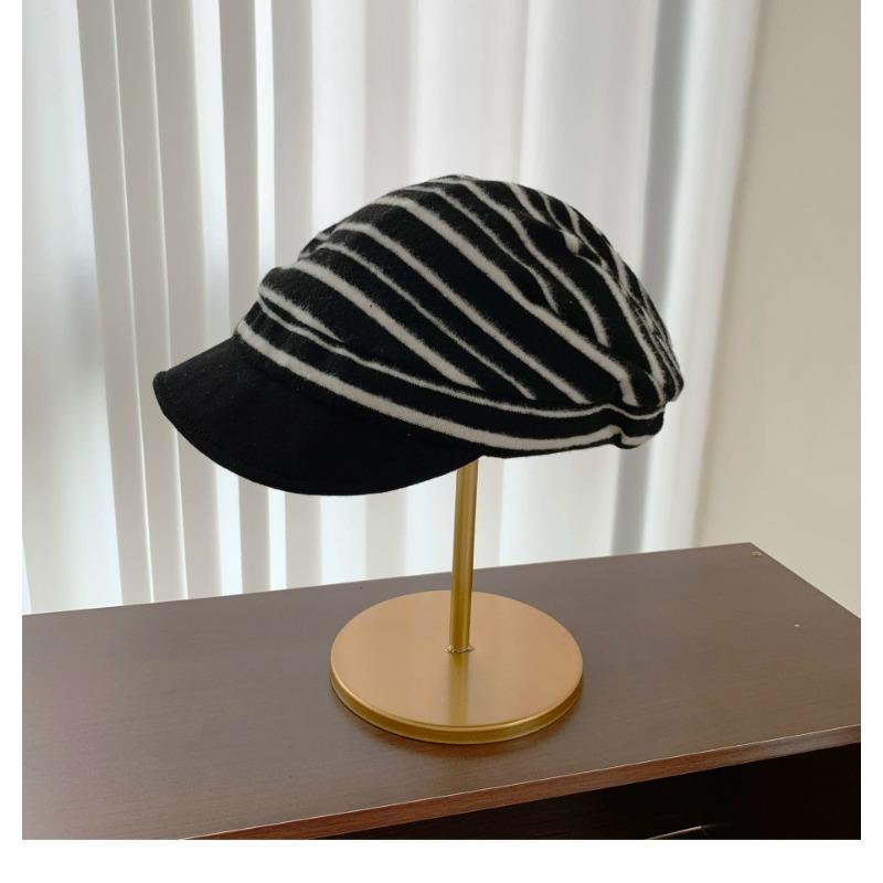Women S Retro Striped Baseball Cap Autumn Warm Fashion Versatile Korean Style