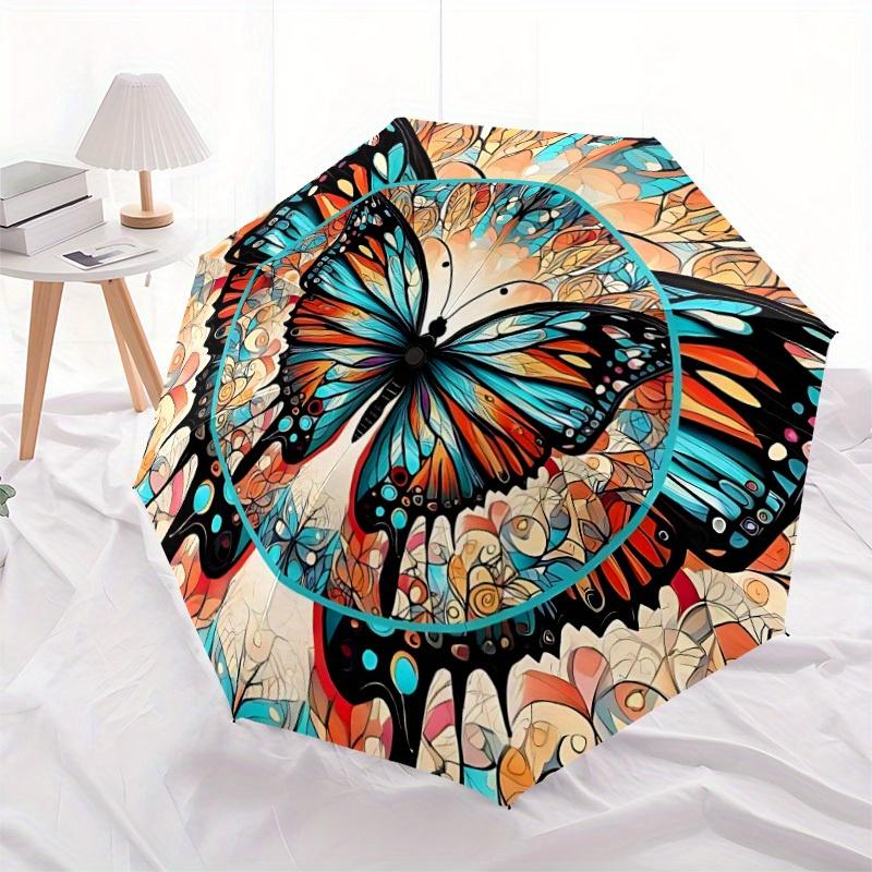 1pc Butterfly Mandala Automatic Umbrella High Quality Canopy, Portable Folding Umbrella with, Ideal Gift for - Travel 182