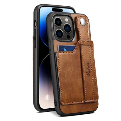 Роскошный кожаный чехол для iPhone 15 Pro Max 14 Plus 13 12 Pro 15Pro с отделением для карт и держателем для ремешка на запястье, задняя крышка LS215