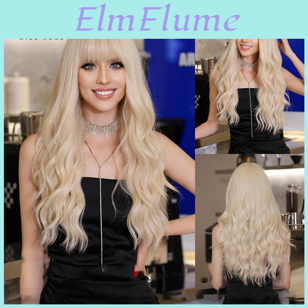 Wig Womens Golden Long 64cm Hair Long Curly Hair Full Cap Rose Hair Net Natural Realistic Hair Wig