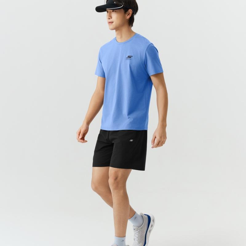 Skechers Однотонная дышащая футболка с коротким рукавом Мужские топы P226M017-01EZ