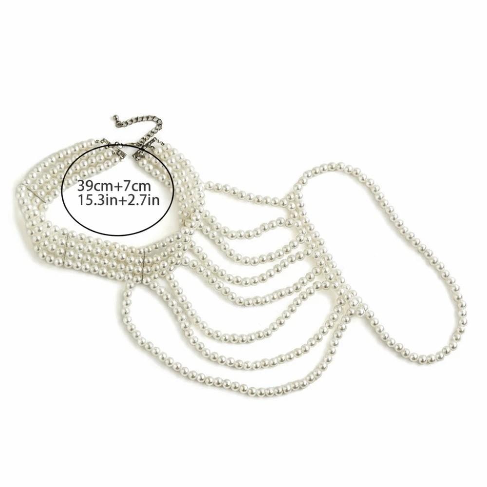 Imitation Pearl Shoulder Chain Necklace Pearl Tassel Body Chain Jewelry Women Jewelry