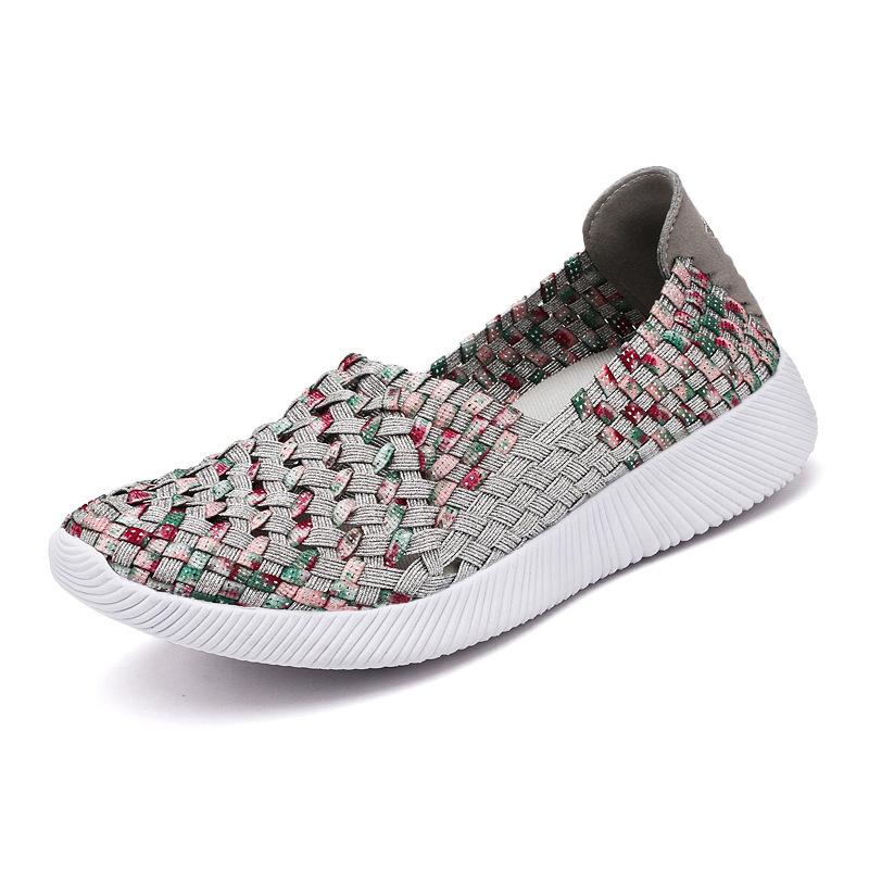 Мода 2024 Весна Женская обувь Лето Эластичная лента Плетение Повседневные балетки Дышащие женские кроссовки Слипоны Женские лоферы Zapatos Mujer