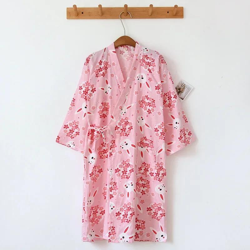 Женский хлопковый халат-кимоно, свободная домашняя одежда, пижамы, халаты для женщин, разноцветный кардиган с принтом, одежда для сна, женский халат