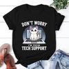 Новый Кот Не волнуйся Я из Техподдержки Принт Футболка Унисекс Крутая Летняя Повседневная Футболка Харадзюку Футболка с Коротким Рукавом