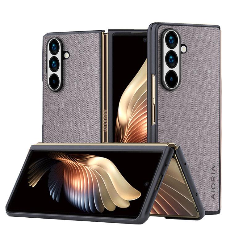Чехол для Samsung Galaxy Z Fold 7 Fold6 Fold 5 Fold 4 Fold 3 5G 4G Кожаный Мастер Жесткий Текстиль Модный Чехол для Телефона Coqua для Чехла