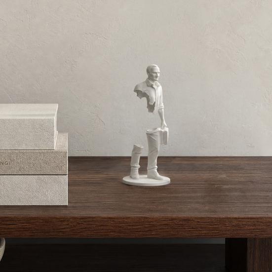 3D Printing Sculpture, Abstract Decorative Items, Matte White Minimalist Ornament, for Office Desk Business Study Room Decor