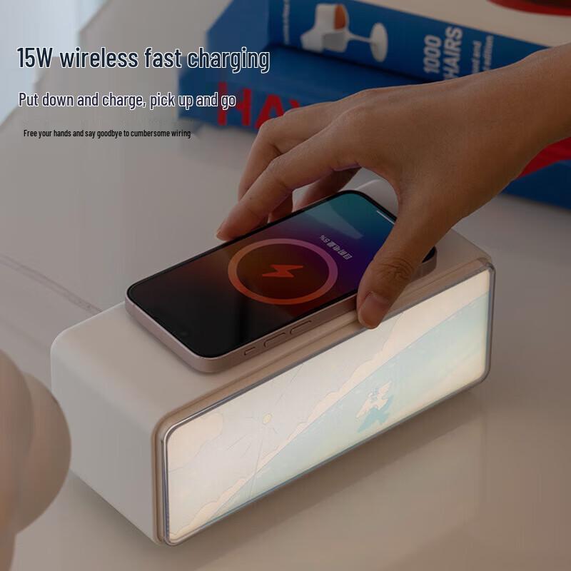 Многофункциональная Bluetooth-колонка ZhuoPu с беспроводной зарядкой и ночным светом, штекер CN (адаптер в комплекте)