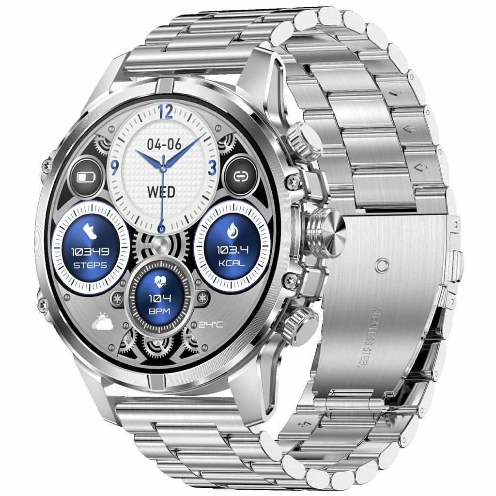 Умные часы CF53 с поддержкой Bluetooth-звонков, фитнес-трекер с LED-фонариком, стальной ремешок