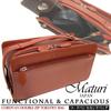 Maturi Кожа лошади кордован Двойная молния Вторая сумка, Коричневый, MT-14