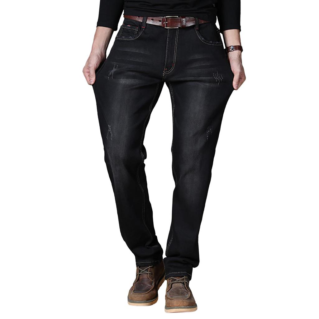 Kayiyasu Stretch Plus Straight Denim Loose All Season Size Men's Jeans, Sizes, Slim, Skinny, Pants, Fit, Casual, (Black, 30)