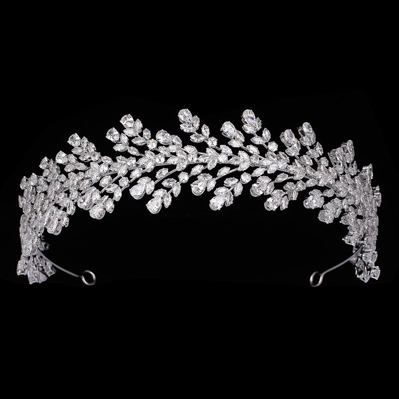 Echsio Crystal Hairbands Newest Bridal Fancy Wedding Clear Tiara for Women Jewelry Gift Party Romantic CZ Stone BC6070