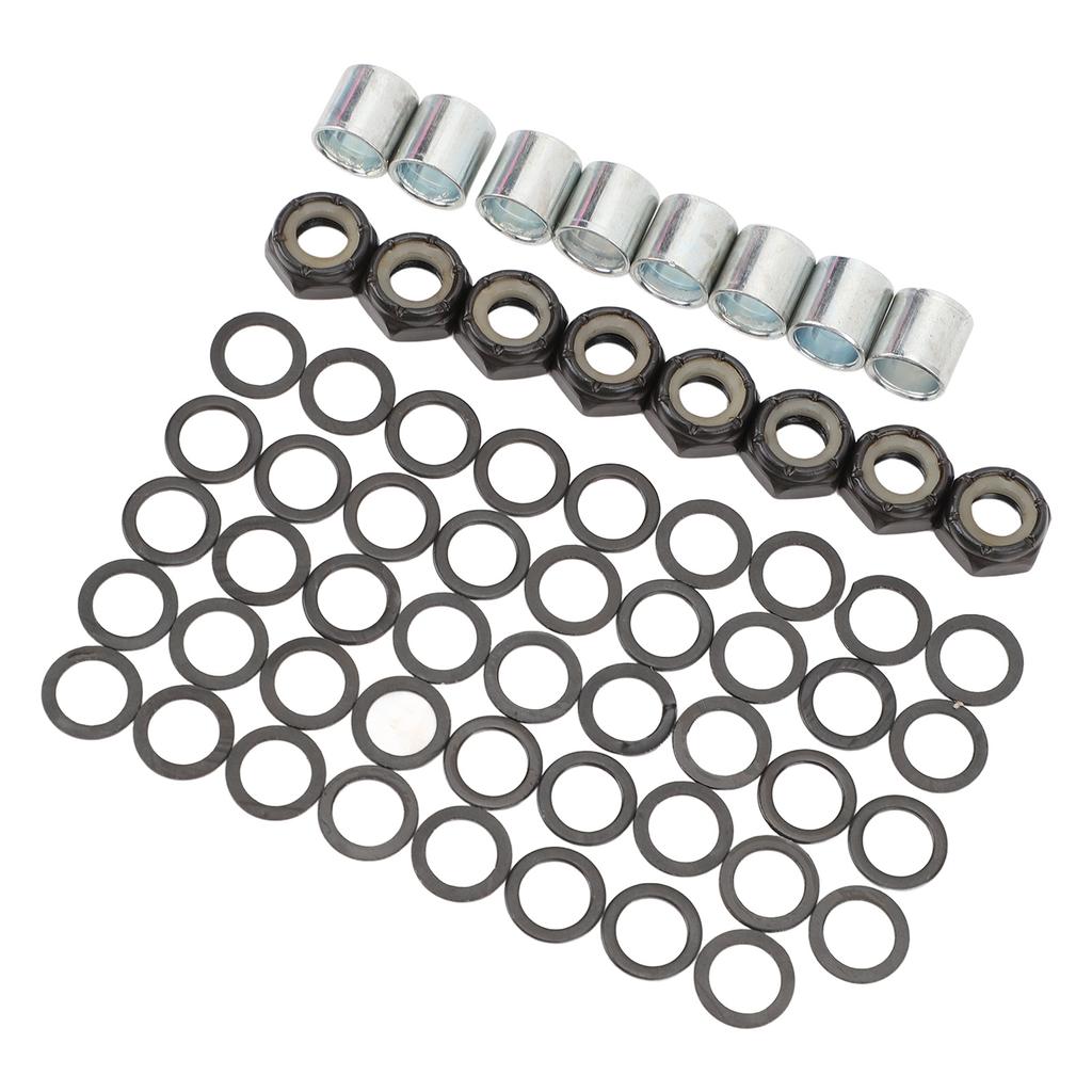56PCS Skateboard Truck Hardware Kit Iron Spacers Axle Nuts and Speed Rings for Skateboard and Longboard