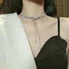 Elegant Tassel Geometric Pendant Chain Woman Clavicle Choker Neck Jewelry Korean Necklace Crystal