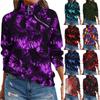 Women  T-shirt Loose  Pullover Sports Tops  Casual V Neck Long Sleeve Printed Top