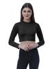 Womens Basic Long Sleeve Solid Crop Tops Zipper Slim Fit Sports Summer T