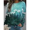Casual Retro Long Sleeve Sweatshirt 3D Digital Print Round Neck Women's Fashion Polyester Fiber Full Length Cotton Blend