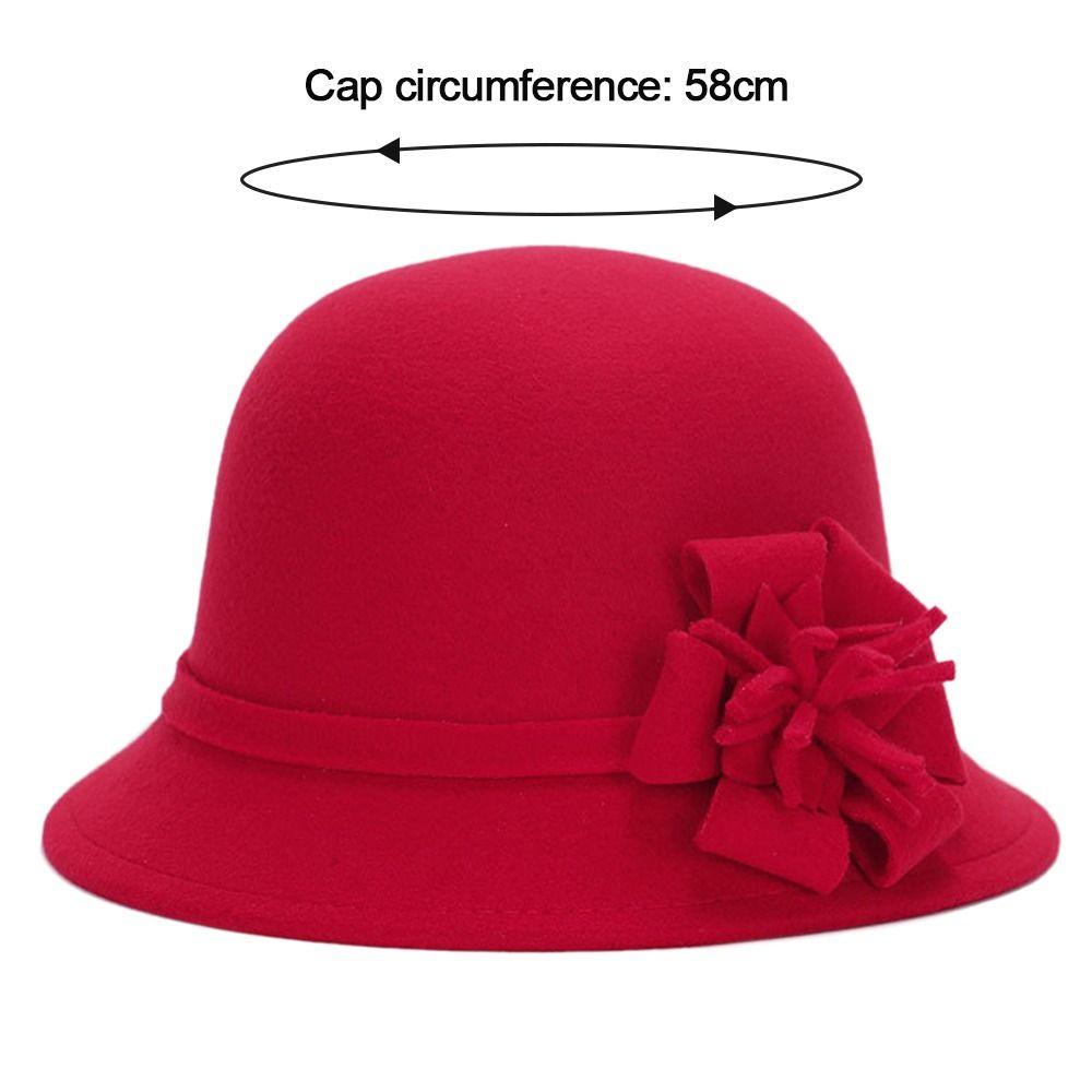 Винтажная повседневная шляпа-тазик, шляпа-купол, шерстяная фетровая шляпа-котелок, фетровая кепка, кепка-ведро с цветком