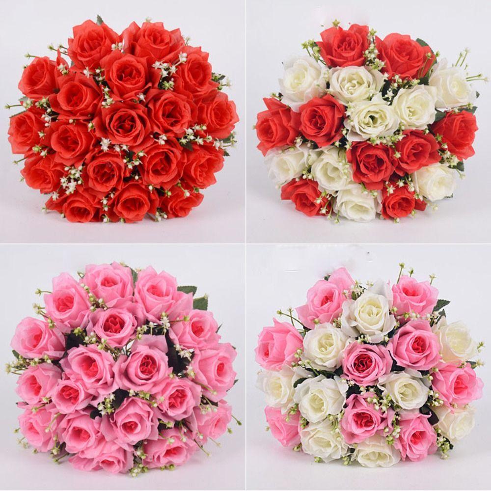 18 Head Real Happy Flower Natural Simulated Rose High Quality Dry Rose Flowers Home Decorative