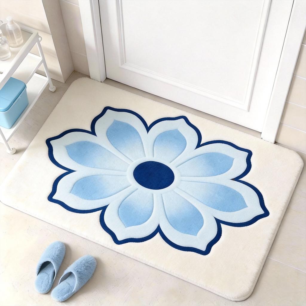 3D Palm Leaf Doormat 1pc – Grey Monochrome Tropical Design, Modern Indoor Floor Mat for Entryway and Living Room