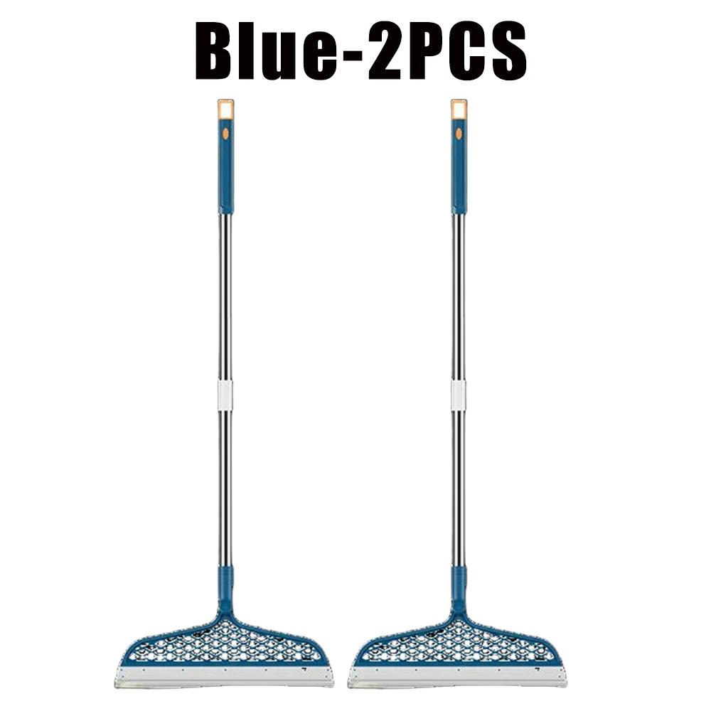 Long Handle Silicone Broom Waterproof Floor Scraper Pet Hair Catcher Multi Surface Cleaner for Bath Kitchen Hardwood Tiles