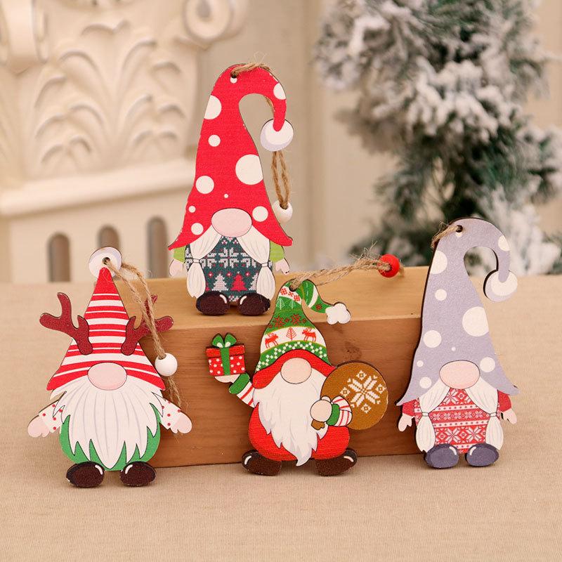 4 Рождественская безликая кукла старика деревянная подвеска подвесные украшения рождественская елка подвеска рождественские украшения