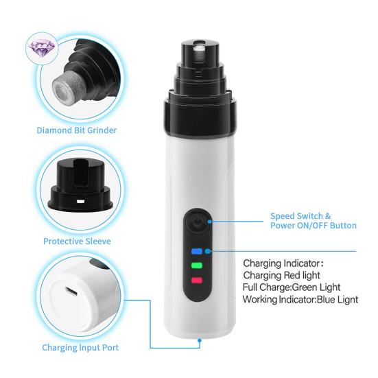 Электрическая машинка для стрижки ногтей домашних животных с низким уровнем вибрации, бесшумная машинка для стрижки ногтей у собак