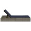 Double Sun Lounger with Cushions Grey Poly Rattan
