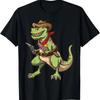Cowboy T Rex Dinosaur Shirt Wild West Country Men Vintage Washed Versatile Slightly Casual Uni